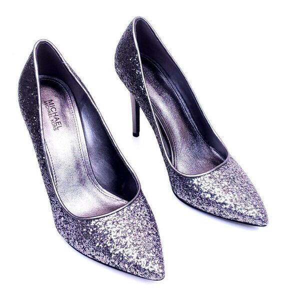 Michael Michael Kors Claire Pump Silver Metallic Leather Pointed Toe SH-052 - Picture 9 of 13